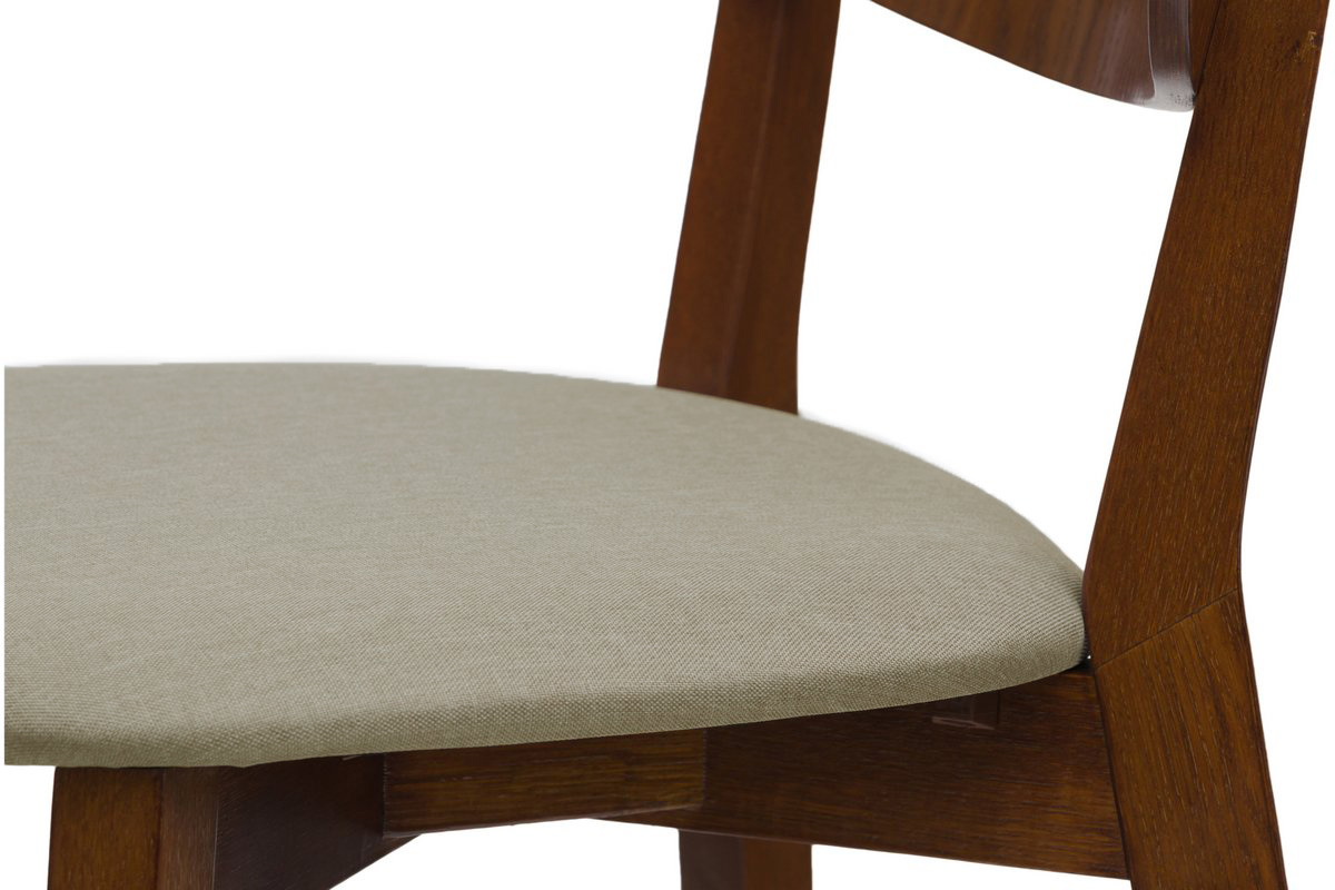 Barhocker mit Walnuss-Finish und hellgrauer Sitzflche H 65 cm LUCIA