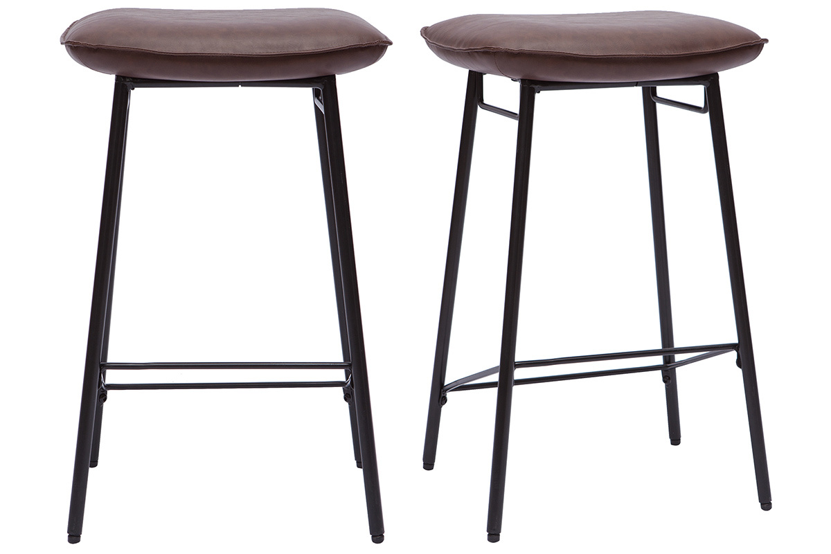 Barhocker PU dunkelbraun Industrielook 2er-Set DORY