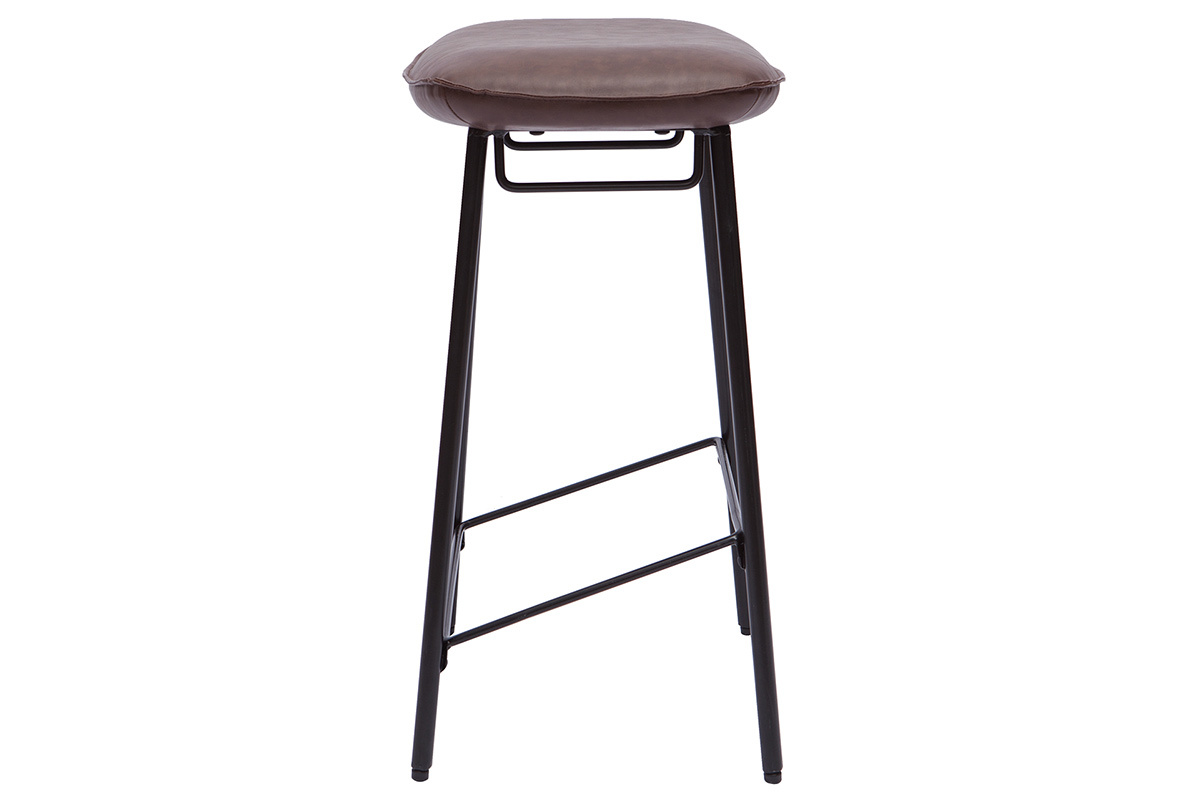Barhocker PU dunkelbraun Industrielook 2er-Set DORY