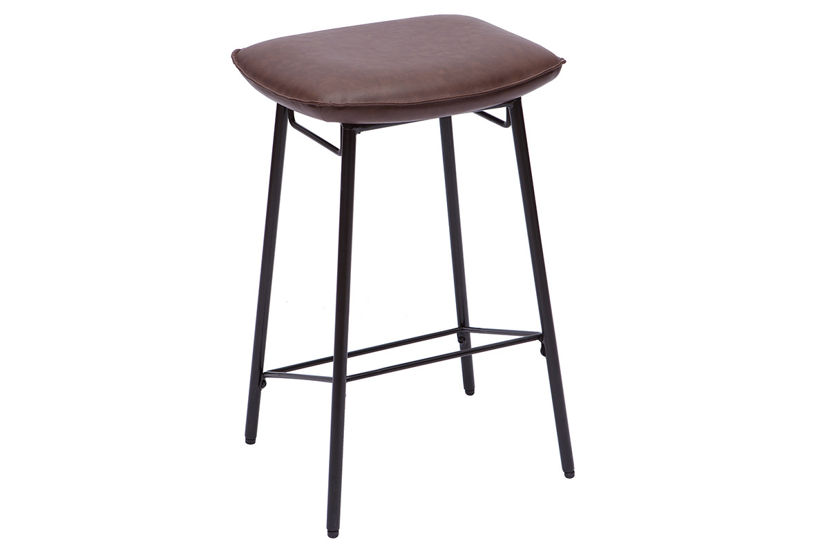Barhocker PU dunkelbraun Industrielook 2er-Set DORY