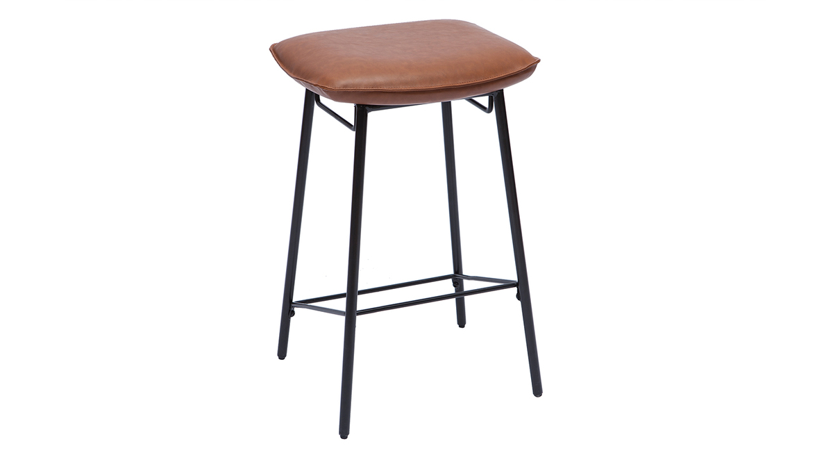 Barhocker PU hellbraun Industrie-Look 2er-Set DORY