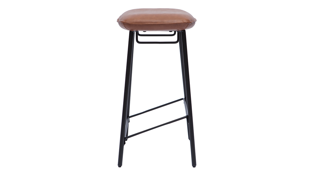 Barhocker PU hellbraun Industrie-Look 2er-Set DORY