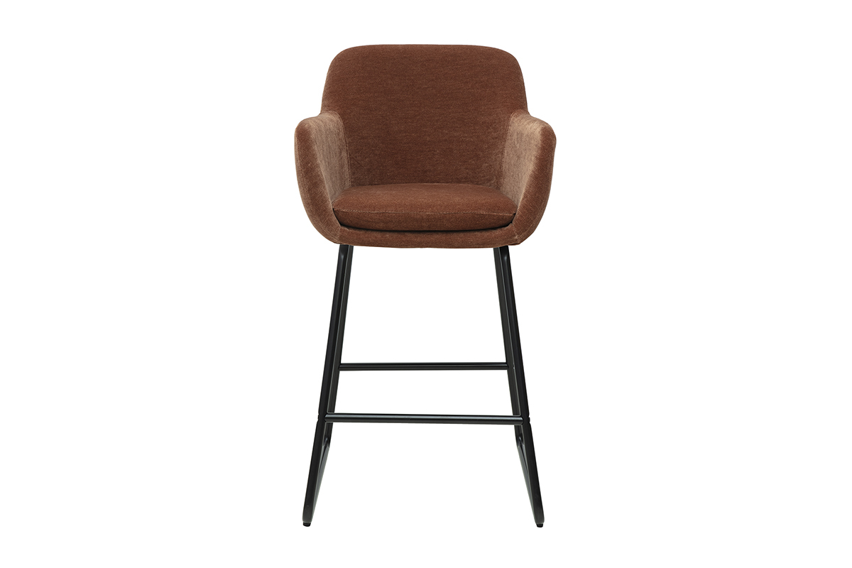 Barhocker rostbrauner Stoff mit Samteffekt H65cm (2er-Set) AMIKA