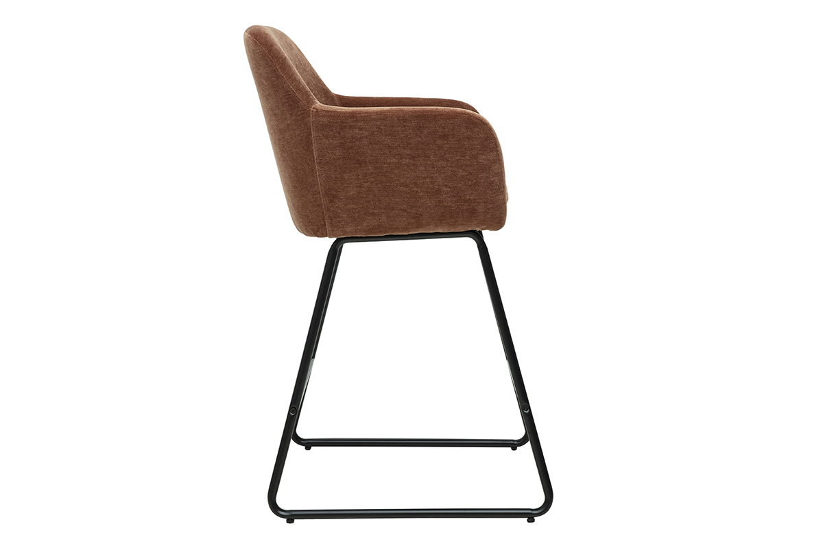 Barhocker rostbrauner Stoff mit Samteffekt H65cm (2er-Set) AMIKA
