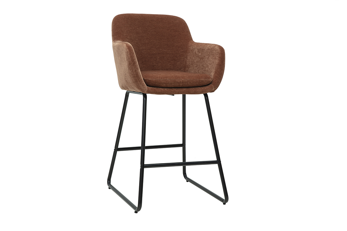 Barhocker rostbrauner Stoff mit Samteffekt H65cm (2er-Set) AMIKA