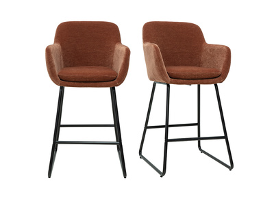 Barhocker rostbrauner Stoff mit Samteffekt H65cm (2er-Set) AMIKA