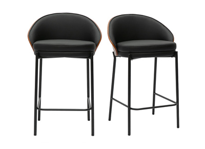 Barhocker schwarz, dunkles Holz und Metall H65 cm (2er Set) TUCSON