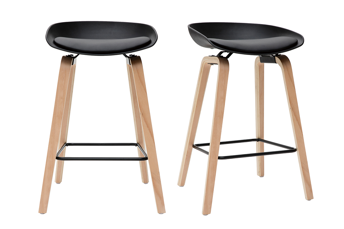 Barhocker schwarz Holzbeine 65 cm (2er-Set) LINO