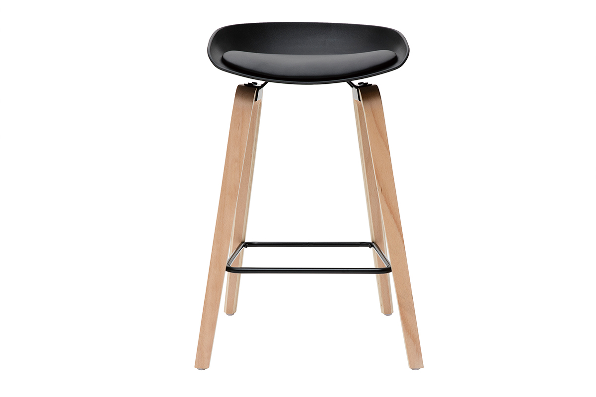 Barhocker schwarz Holzbeine 65 cm (2er-Set) LINO