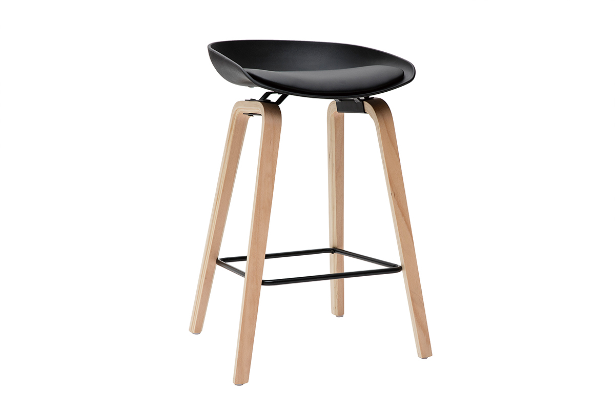 Barhocker schwarz Holzbeine 65 cm (2er-Set) LINO