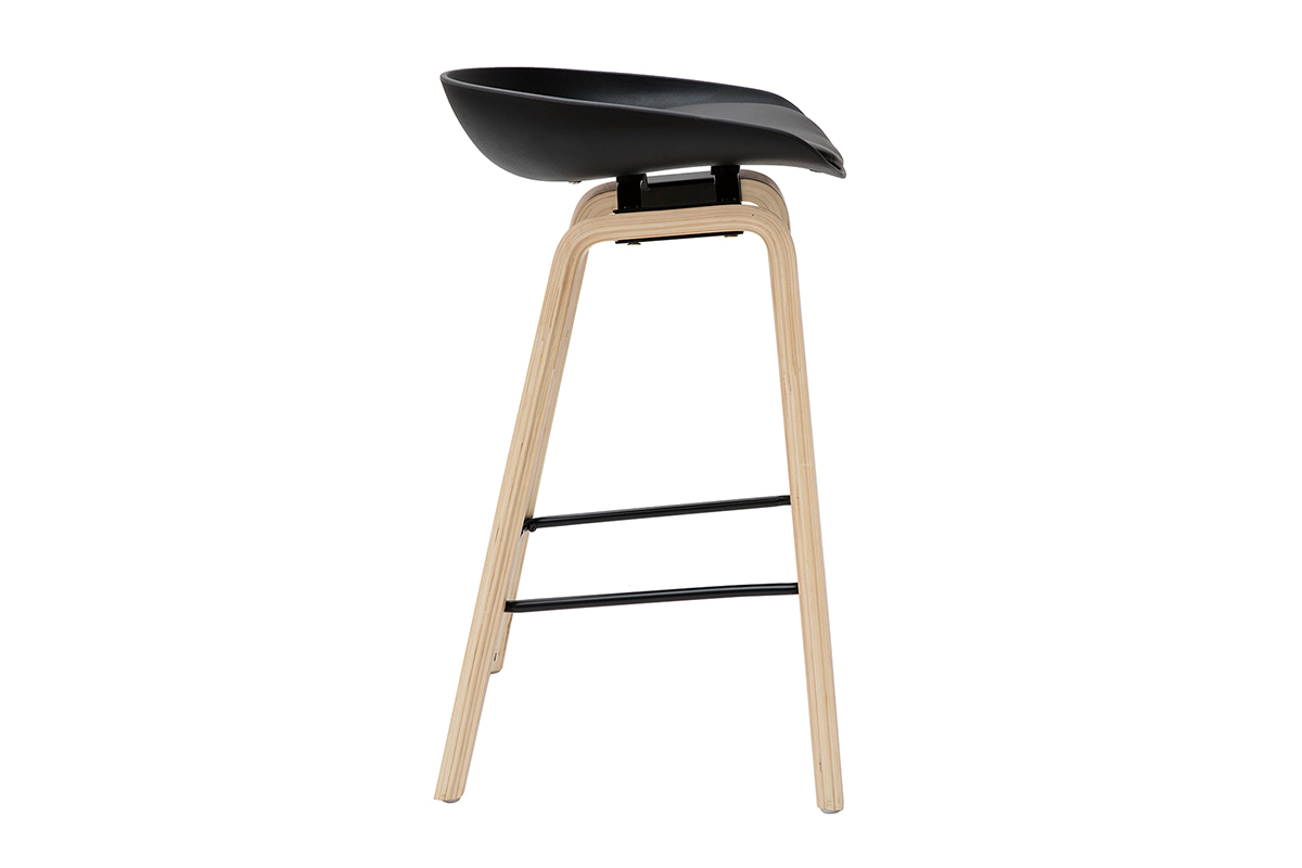 Barhocker schwarz Holzbeine 65 cm (2er-Set) LINO