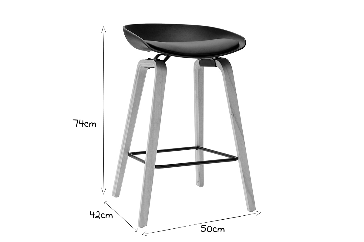 Barhocker schwarz Holzbeine 65 cm (2er-Set) LINO