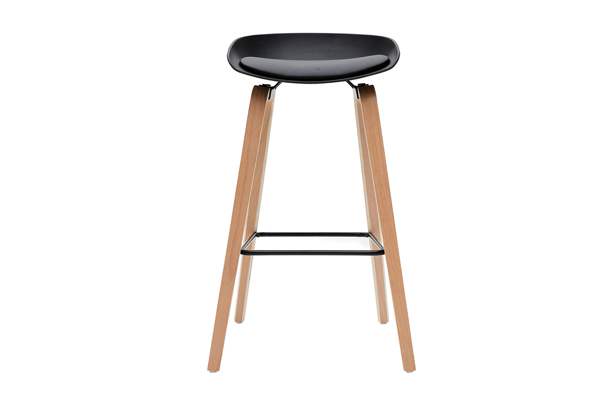 Barhocker schwarz Holzbeine 75 cm (2er-Set) LINO