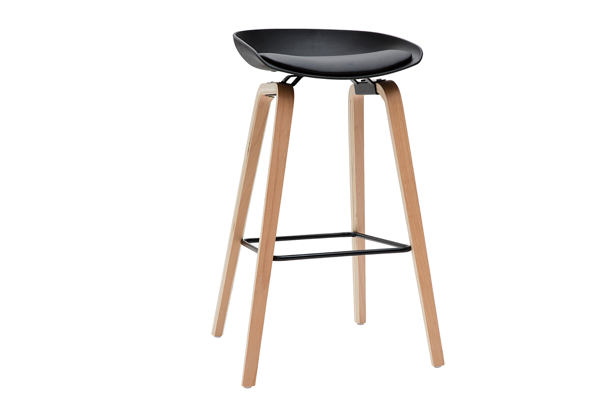 Barhocker schwarz Holzbeine 75 cm (2er-Set) LINO