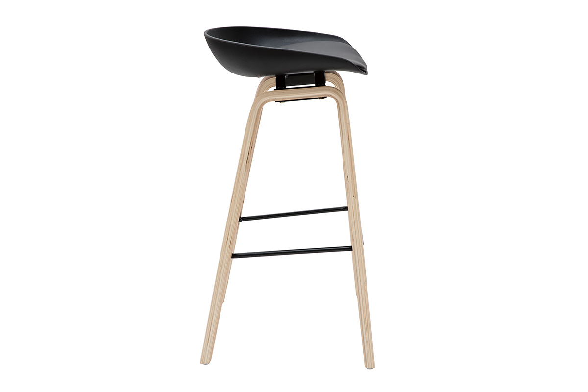 Barhocker schwarz Holzbeine 75 cm (2er-Set) LINO