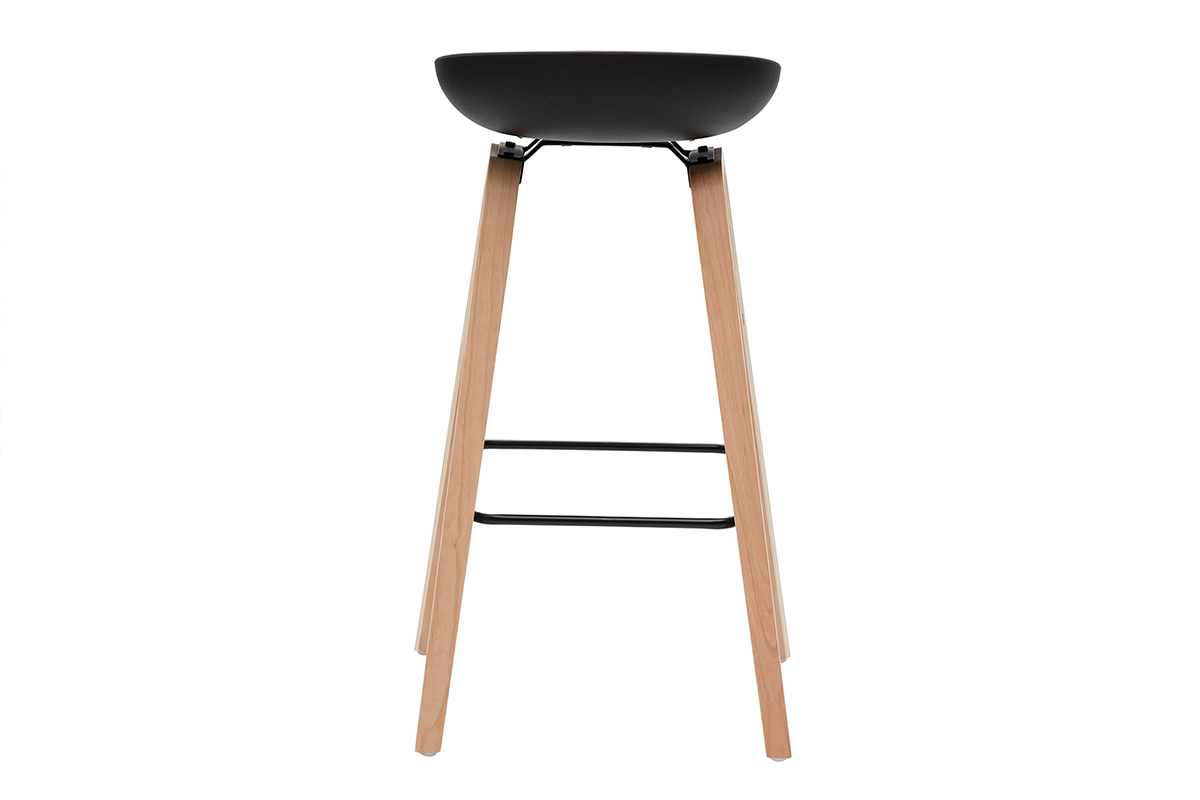 Barhocker schwarz Holzbeine 75 cm (2er-Set) LINO