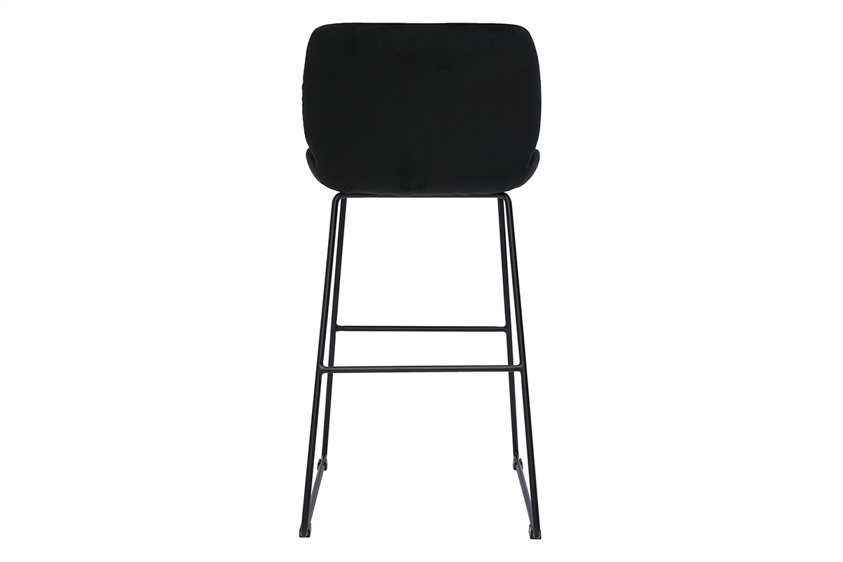 Barhocker schwarzer Samt und Beine aus schwarzem Metall 65cm (2er-Set) KAOLY