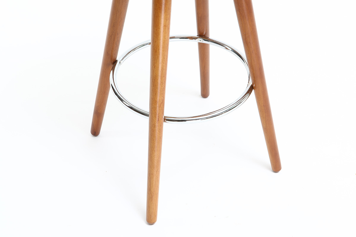 Barhocker skandinavisch 65 cm PU Schwarz Beine Nussbaum NORDECO