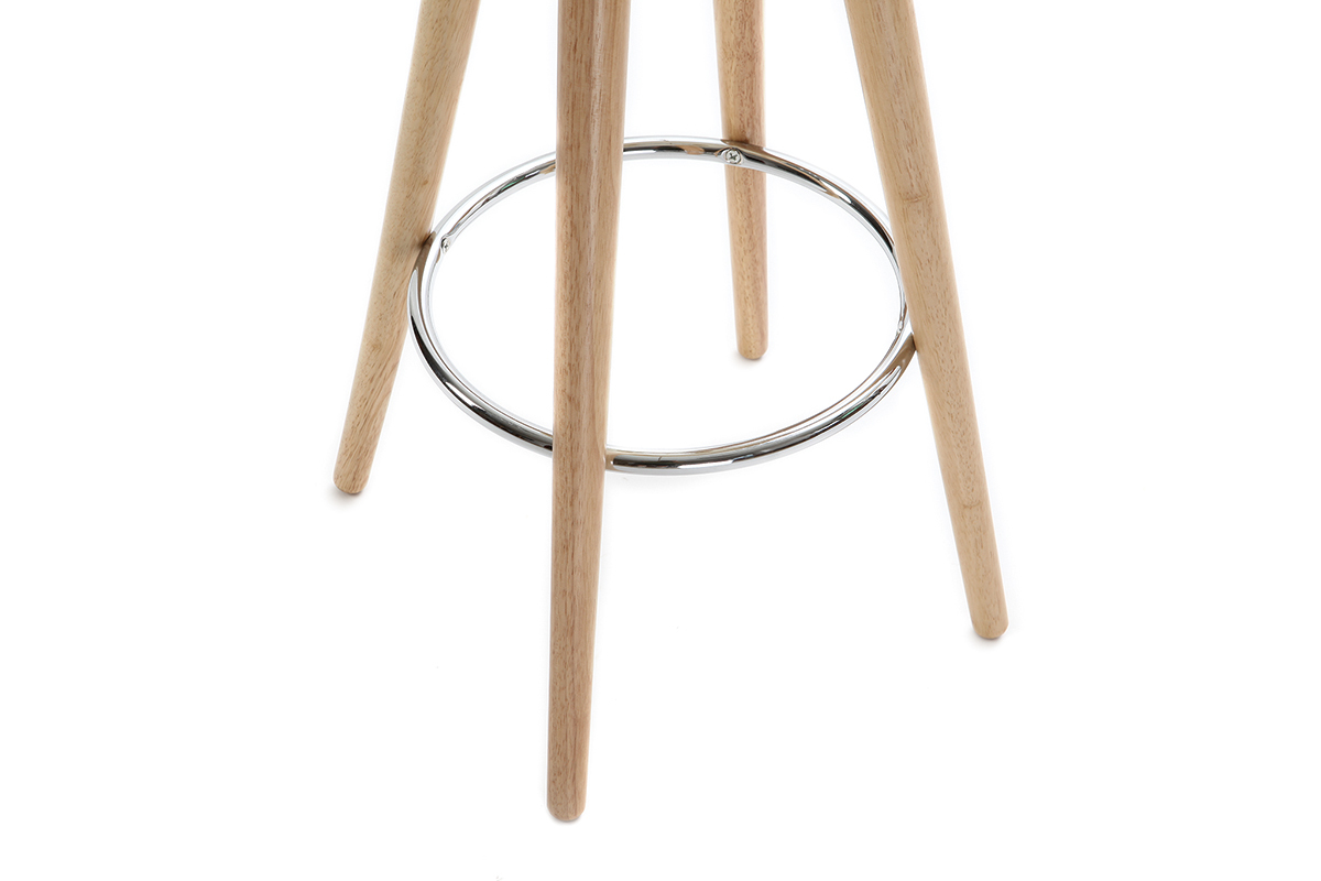 Barhocker skandinavisch 66 cm PU Wei� Beine helles Holz NORDECO