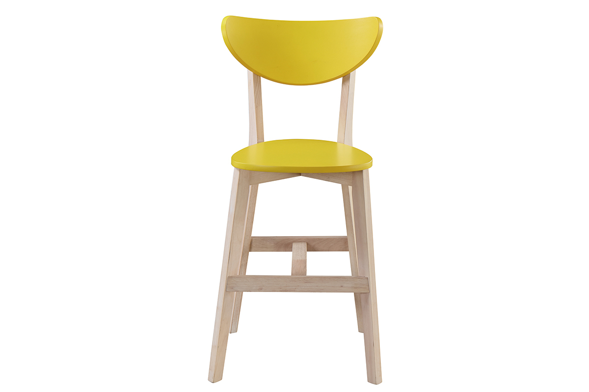 Barhocker skandinavisch Gelb und Holz 65cm 2er-Set LEENA