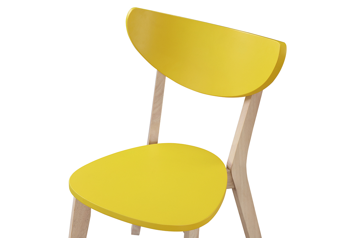 Barhocker skandinavisch Gelb und Holz 65cm 2er-Set LEENA