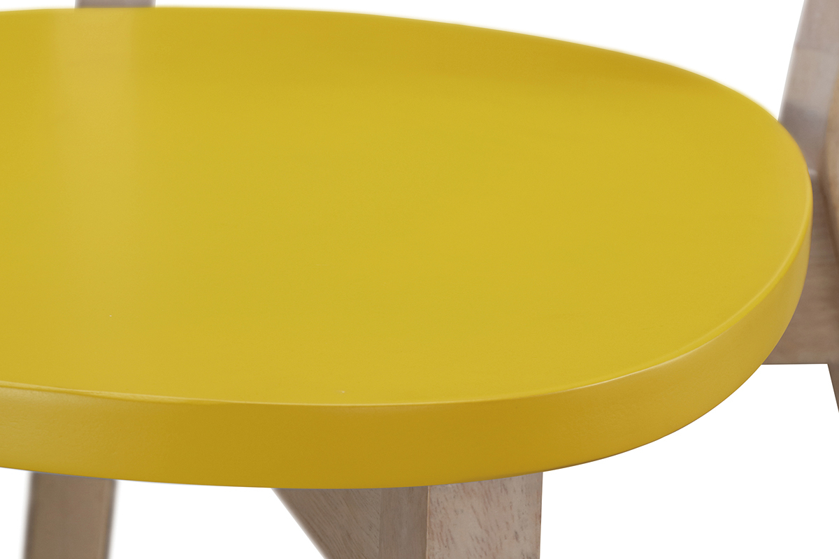 Barhocker skandinavisch Gelb und Holz 65cm 2er-Set LEENA