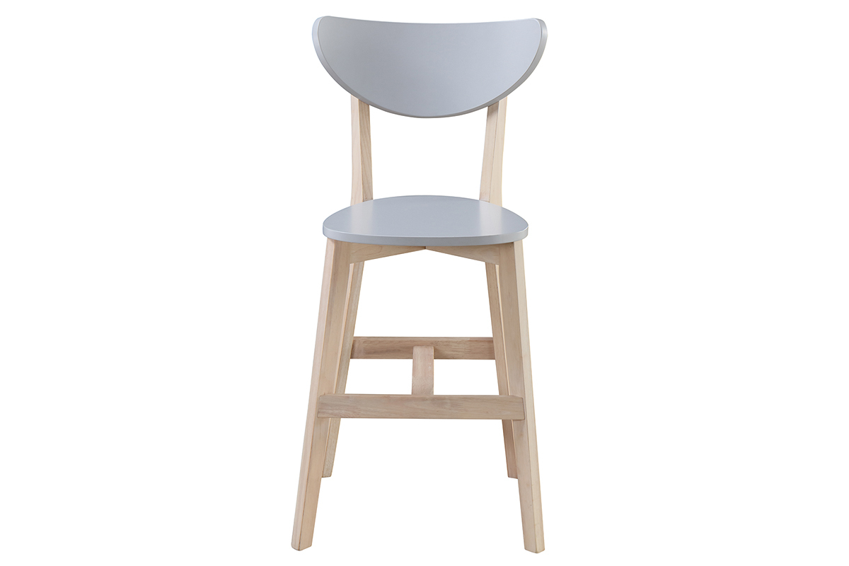Barhocker skandinavisch Grau und Holz 65cm 2er-Set LEENA