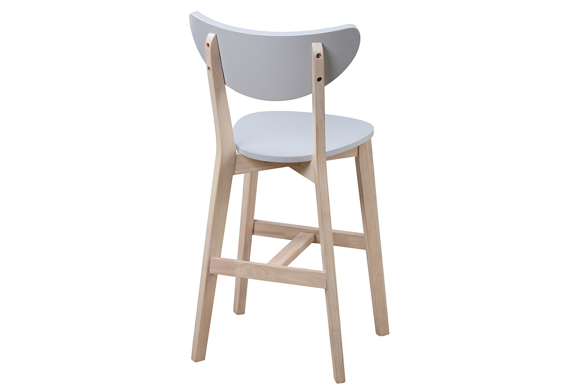 Barhocker skandinavisch Grau und Holz 65cm 2er-Set LEENA