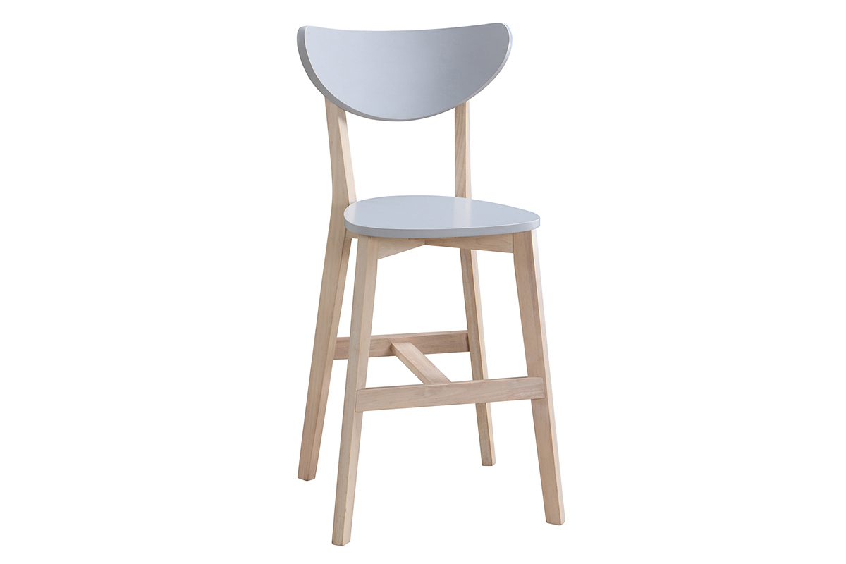 Barhocker skandinavisch Grau und Holz 65cm 2er-Set LEENA