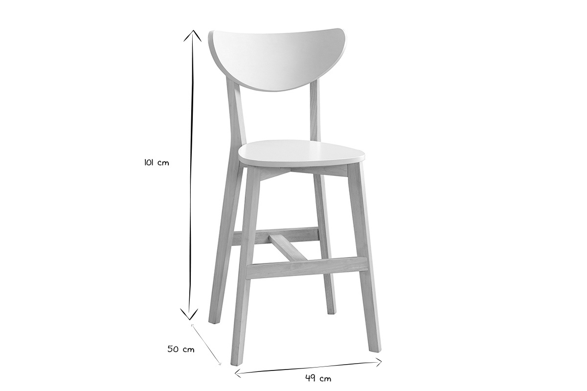 Barhocker skandinavisch Wei und Holz 65cm 2er-Set LEENA