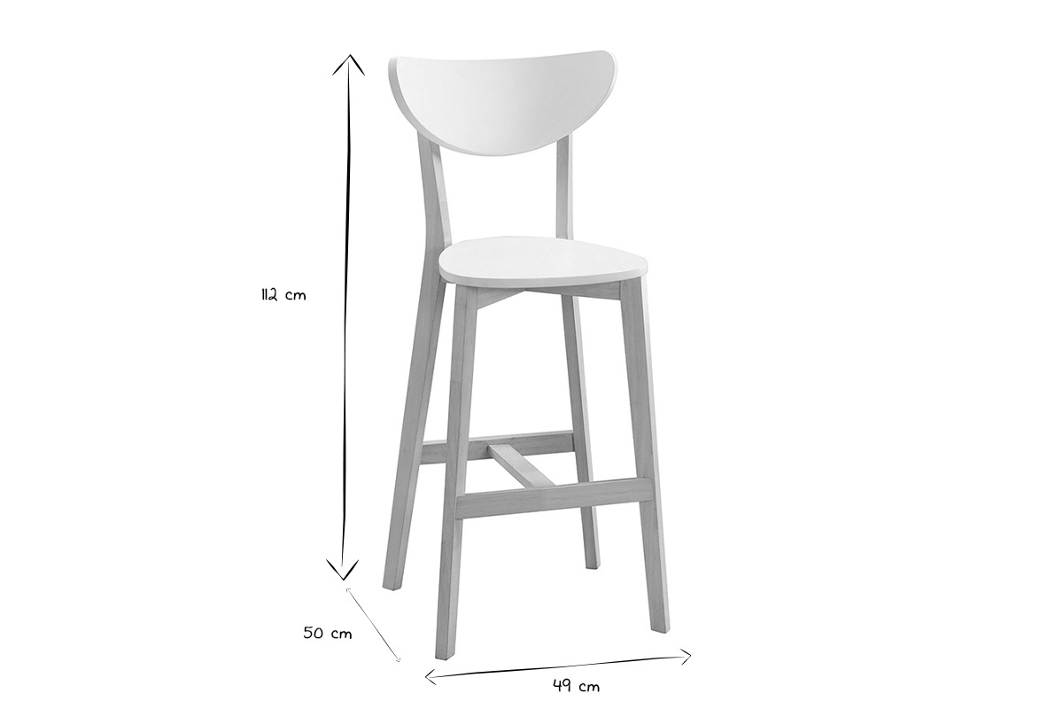 Barhocker skandinavisch Wei und Holz 75 cm 2er-Set LEENA