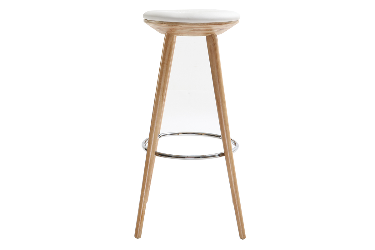 Barhocker skandinavischer Stil Wei Beine helles Holz 79 cm NORDECO