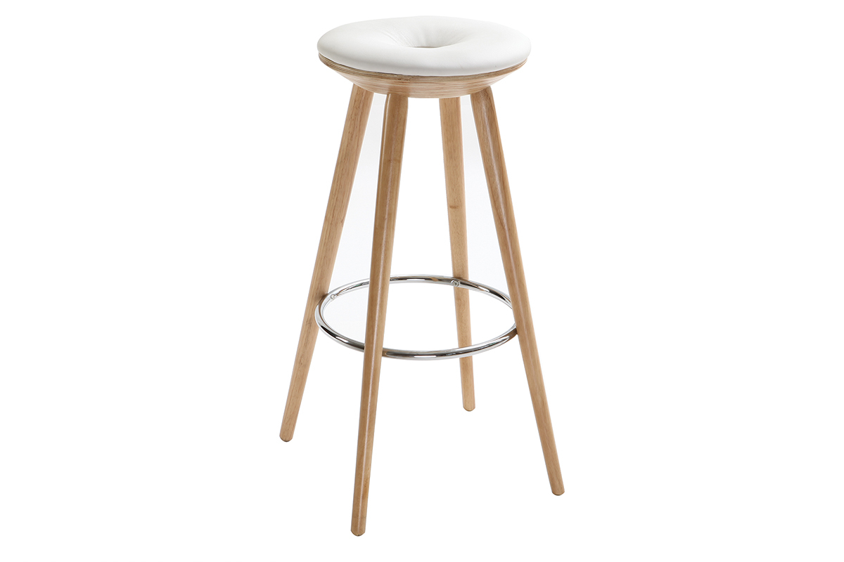 Barhocker skandinavischer Stil Wei Beine helles Holz 79 cm NORDECO