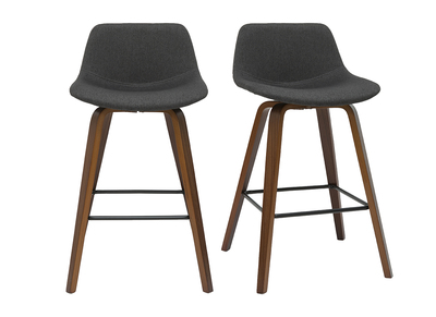 Barhocker skandinavisches Design dunkelgrau und Holz H65 cm (2er-Set) NONIE