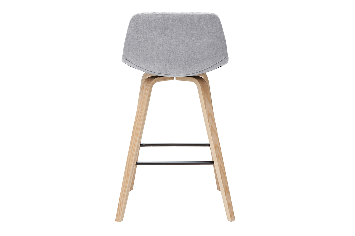 Barhocker skandinavisches Design hellgrau und Holz H65 cm (2er-Set) NONIE