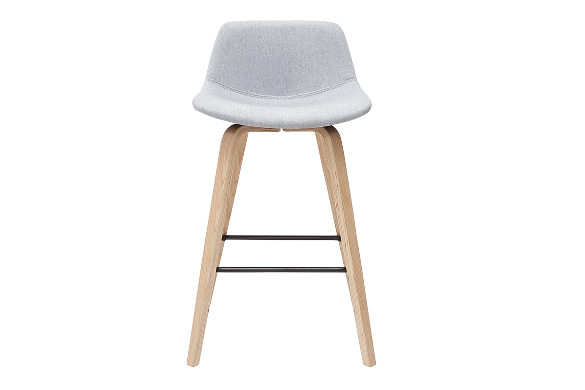 Barhocker skandinavisches Design hellgrau und Holz H65 cm (2er-Set) NONIE
