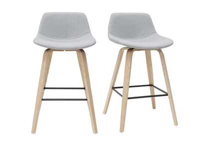 Barhocker skandinavisches Design hellgrau und Holz H65 cm (2er-Set) NONIE
