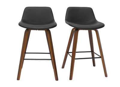 Barhocker skandinavisches Design schwarz und Holz H65 cm (2er-Set) NONIE