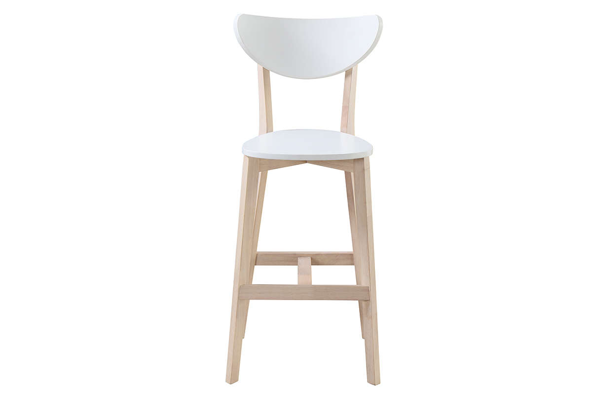 Barhocker skandinaviscWei und Holz 2er-Set LEENA