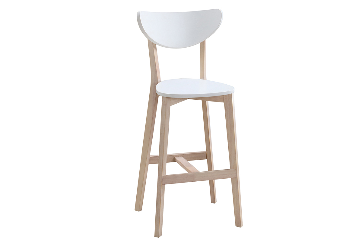 Barhocker skandinaviscWei und Holz 2er-Set LEENA
