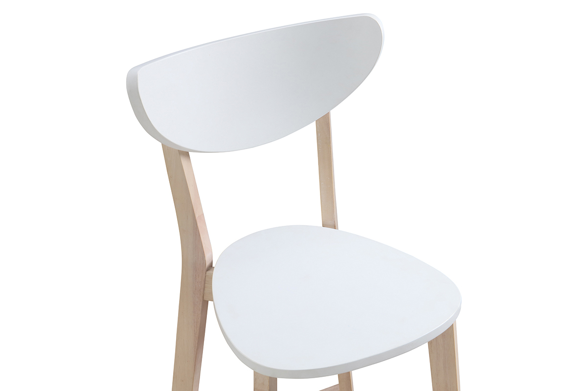 Barhocker skandinaviscWei und Holz 2er-Set LEENA