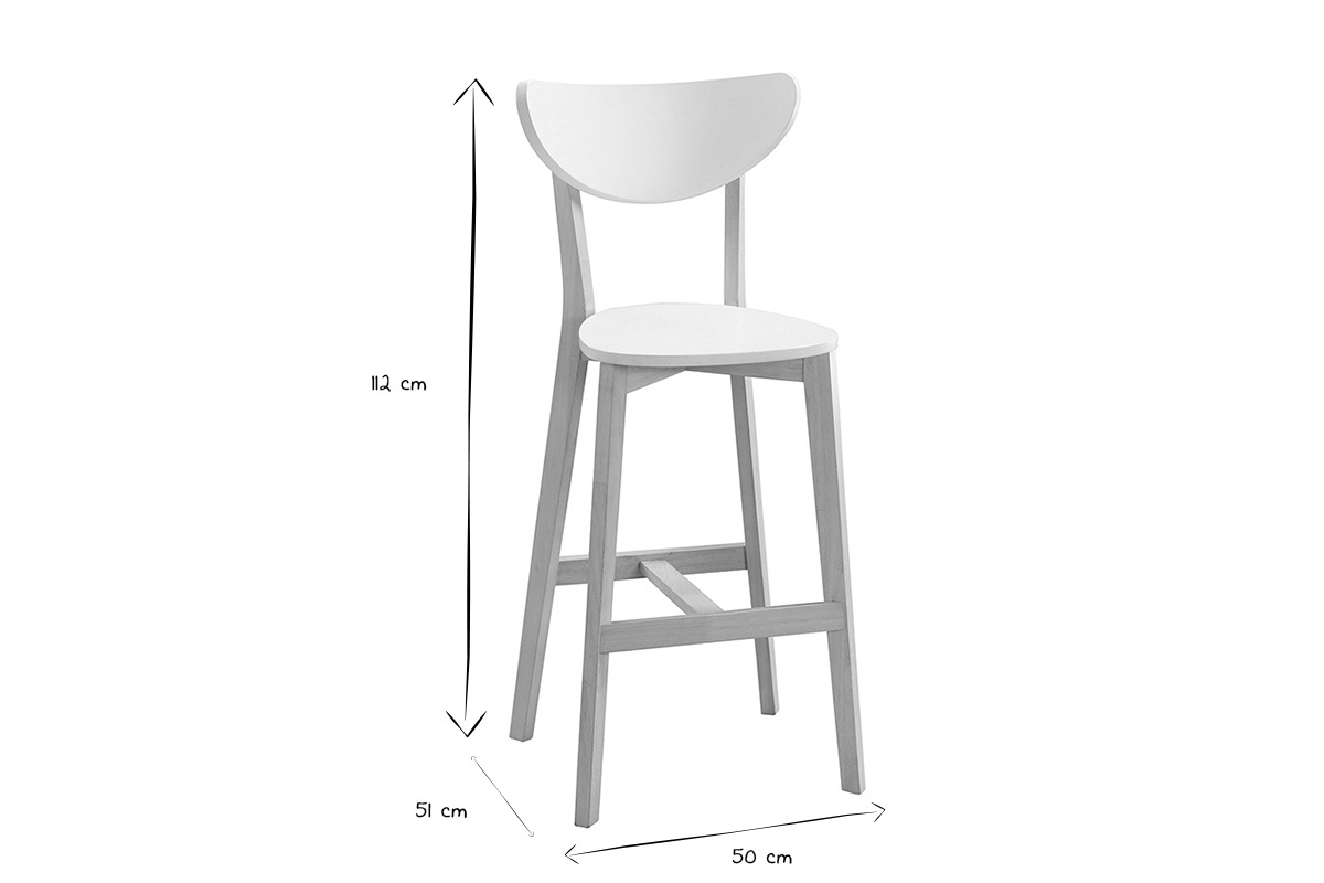 Barhocker skandinaviscWei und Holz 2er-Set LEENA