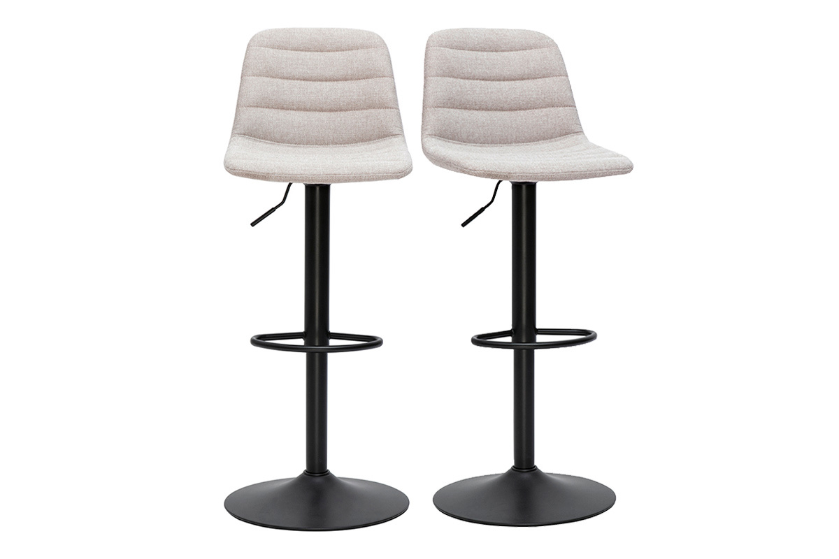 Barhocker verstellbar in beige Samtoptik Stoff und Metall (2er Set) SAURY