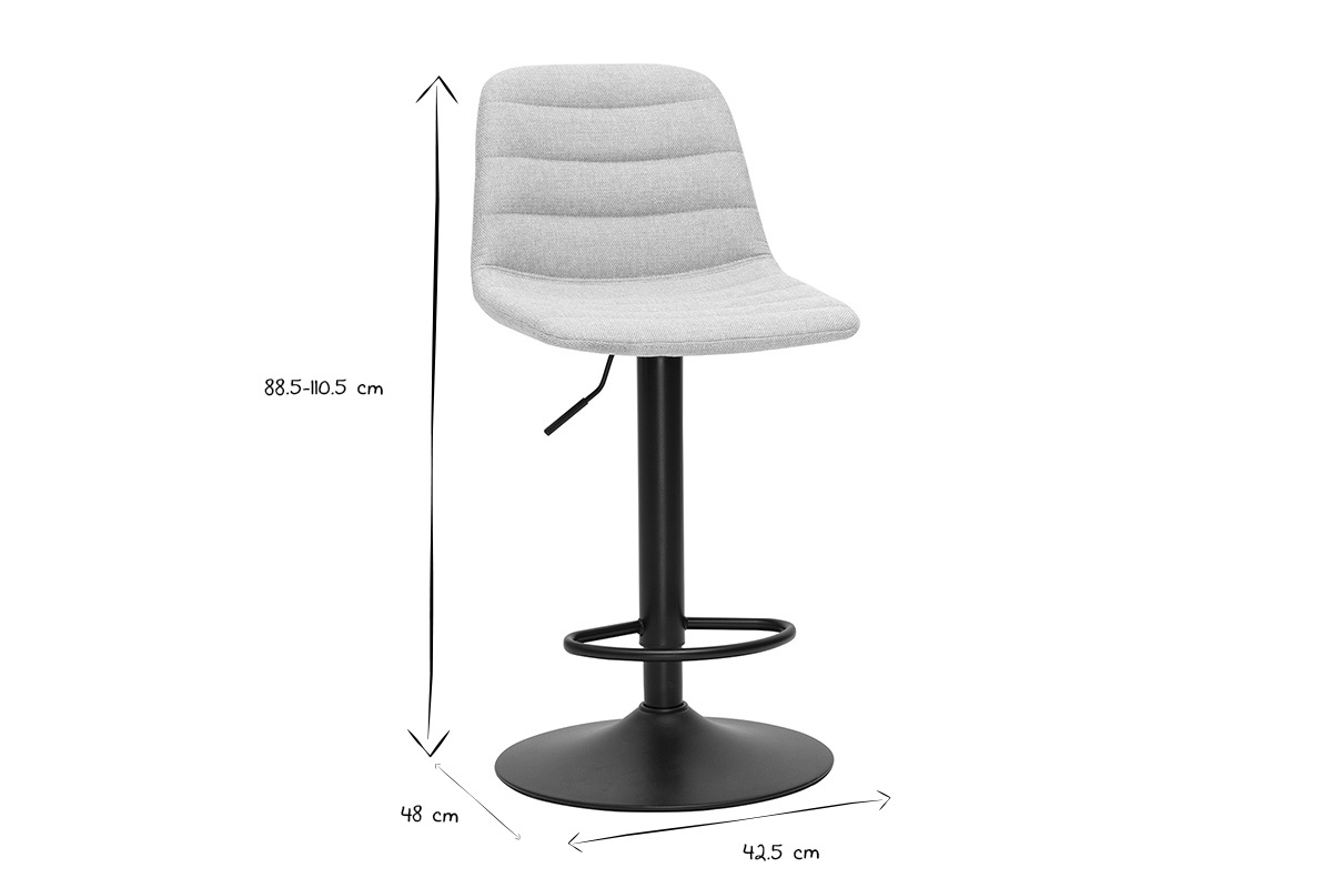 Barhocker verstellbar in beige Samtoptik Stoff und Metall (2er Set) SAURY