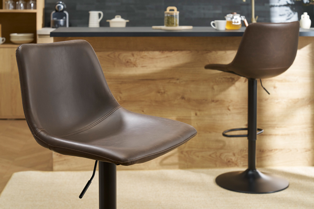 Barhocker Vintage PU braun 2er Set NEW ROCK