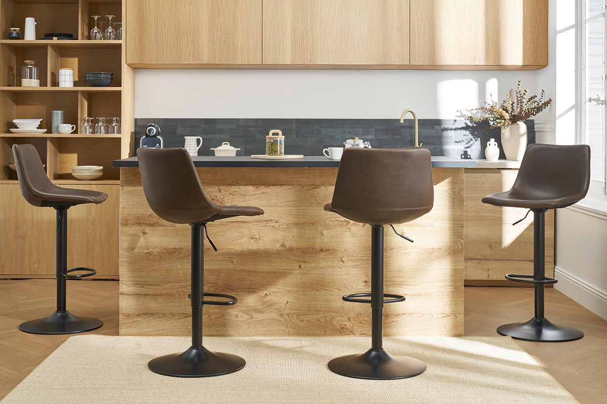 Barhocker Vintage PU braun 2er Set NEW ROCK