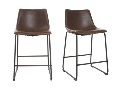 Barhocker Vintage PU Braun 61cm 2er Set NEW ROCK