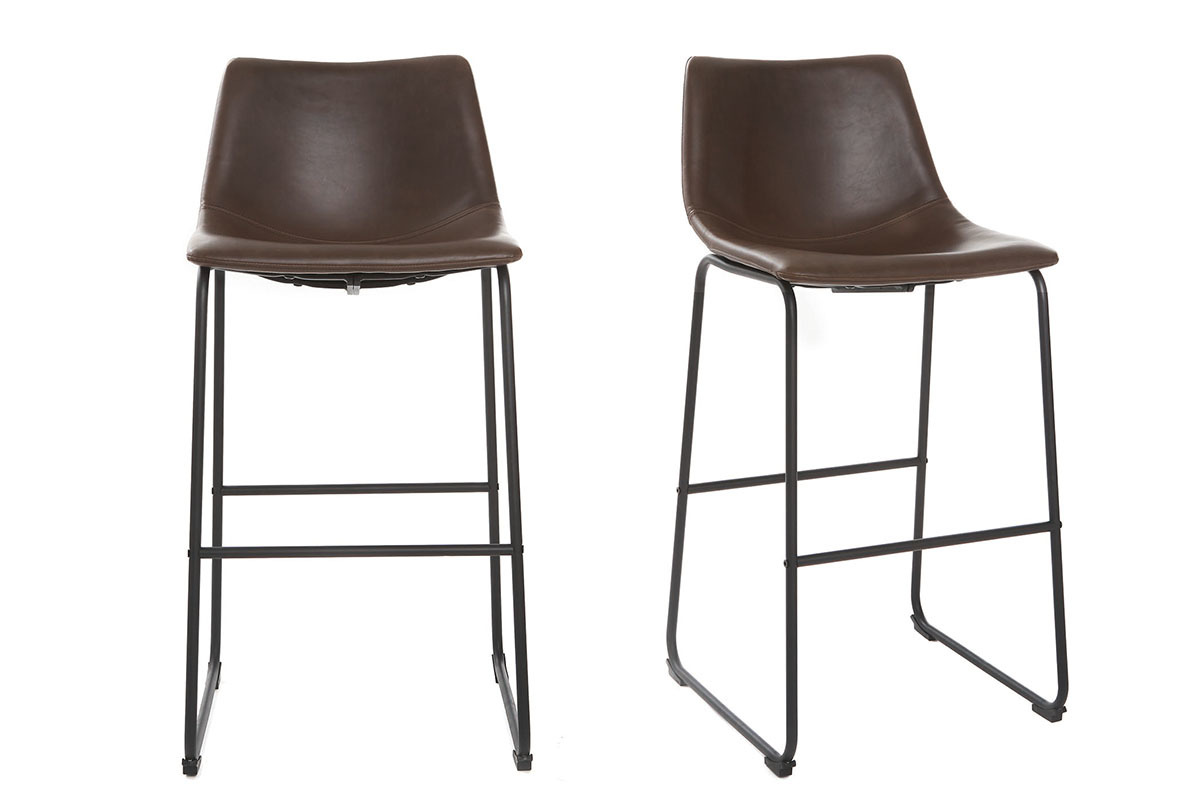 Barhocker Vintage PU Braun 73 cm 2er Set NEW ROCK