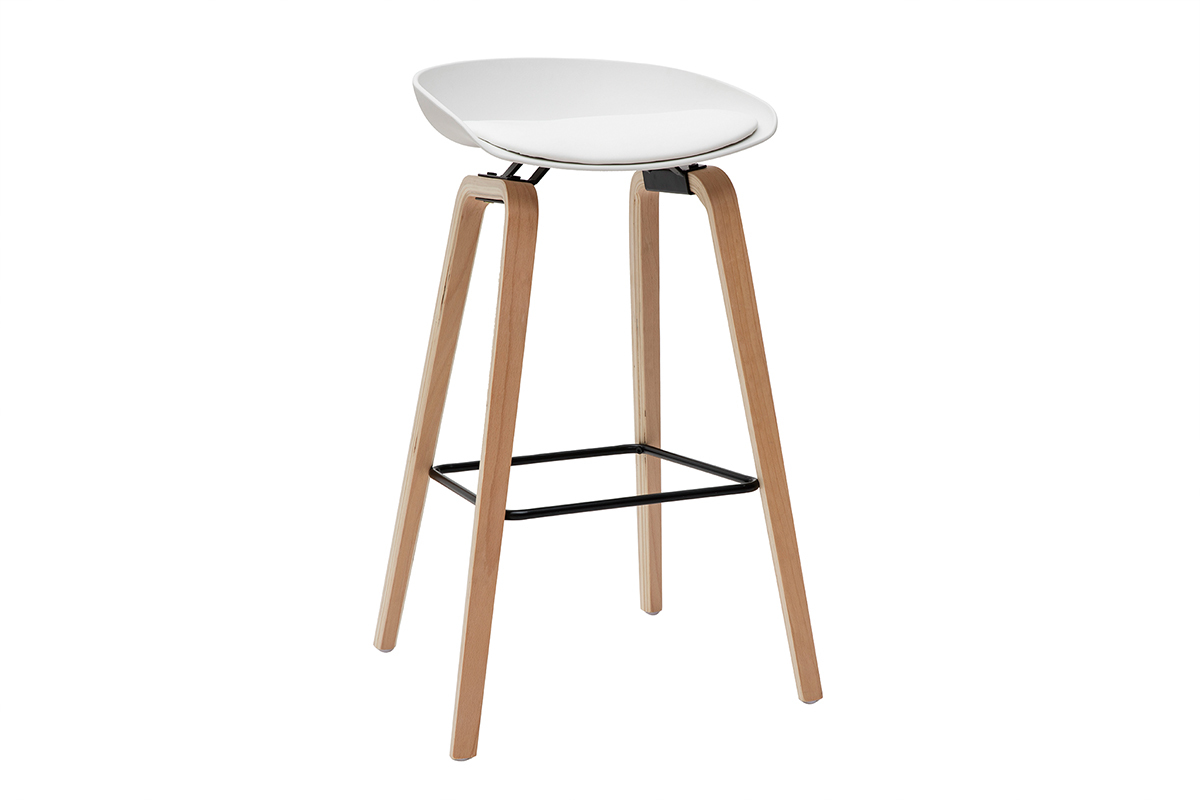 Barhocker wei Holzbeine 75 cm (2er-Set) LINO