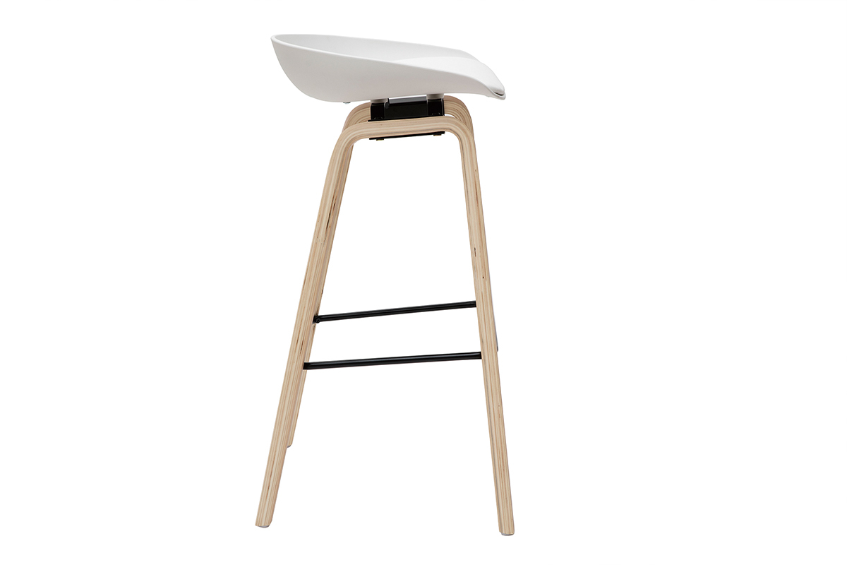 Barhocker wei Holzbeine 75 cm (2er-Set) LINO